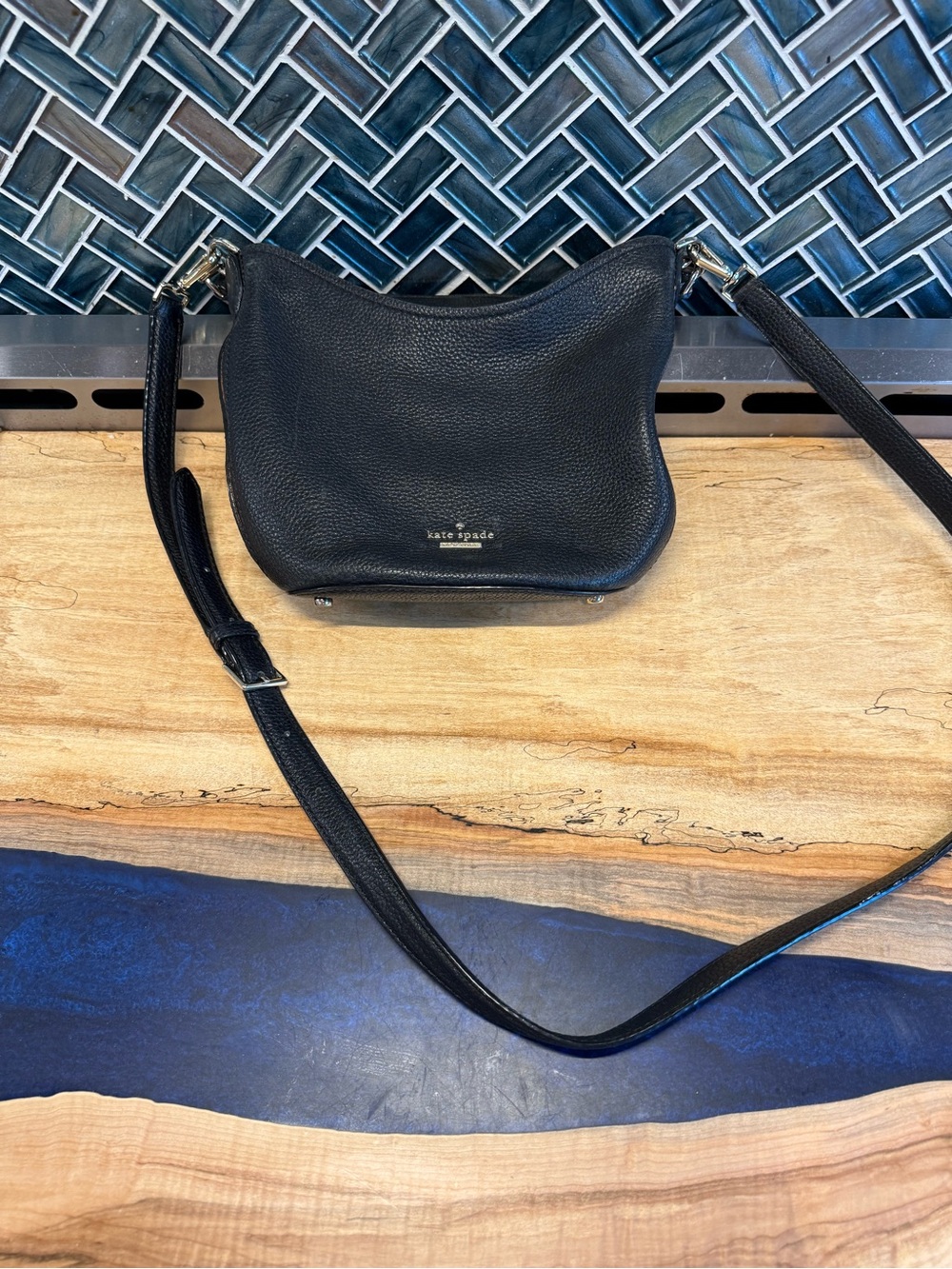 kate spade Black Pebbled Leather Crossbody Shoulder Bag